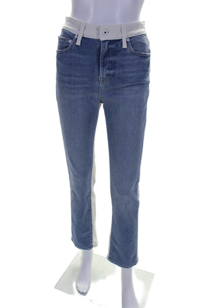 Jonathan Simkhai Womens High Rise Jeans Blue White Organic Cotton Size 26