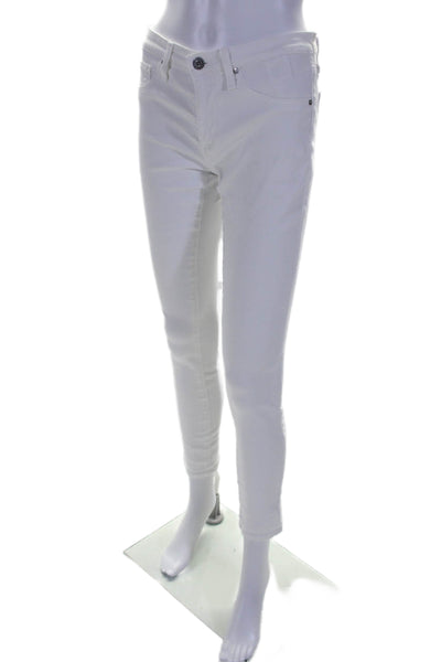 AG Adriano Goldschmied Womens The Legging Ankle Jeans White Cotton Size 26