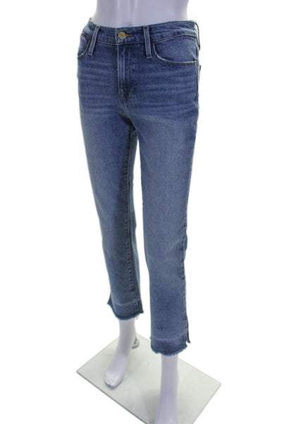 Frame Womens High Rise Straight Leg Imogen Dip Jeans Blue Cotton Size 25