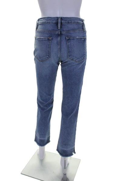 Frame Womens High Rise Straight Leg Imogen Dip Jeans Blue Cotton Size 25