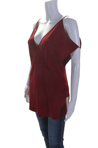 Elizabeth and James Womens V Neck Short Sleeves Blouse Ruby Red Size Medium