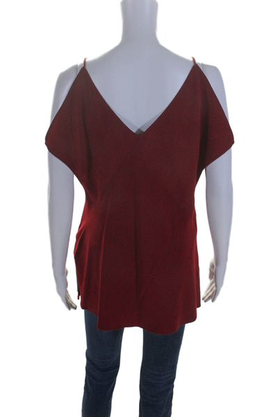 Elizabeth and James Womens V Neck Short Sleeves Blouse Ruby Red Size Medium