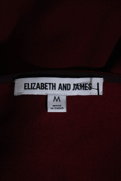 Elizabeth and James Womens V Neck Short Sleeves Blouse Ruby Red Size Medium