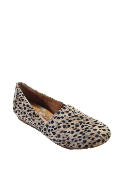 Born Womens Animal Print Round Toe Darted Slip-On Casual Flats Brown Size 7.5