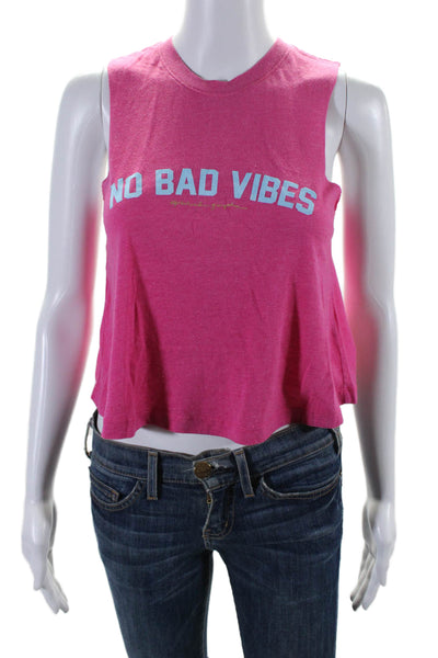 Spiritual Gangster Womens Sleeveless Crew Neck Graphic Top Pink Size XS