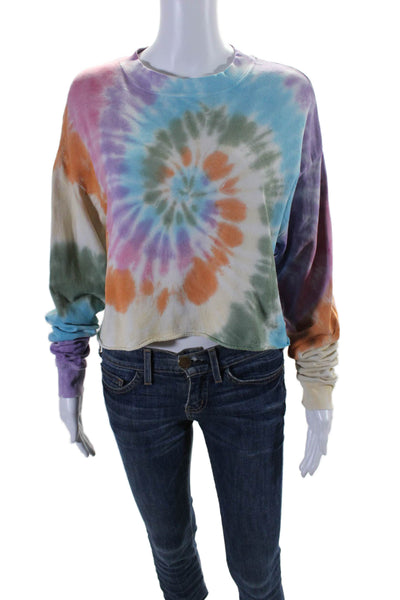 Daydreamer Womens Long Sleeve Crew Neck Tye Dye Sweater Multicolor Small