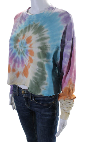 Daydreamer Womens Long Sleeve Crew Neck Tye Dye Sweater Multicolor Small