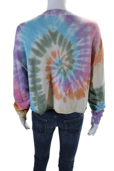 Daydreamer Womens Long Sleeve Crew Neck Tye Dye Sweater Multicolor Small