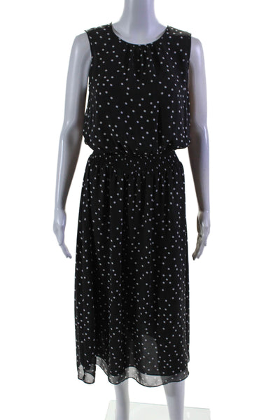 Vince Camuto Womens Black Polka Dot Crew Neck Sleeveless Shift Dress Size S