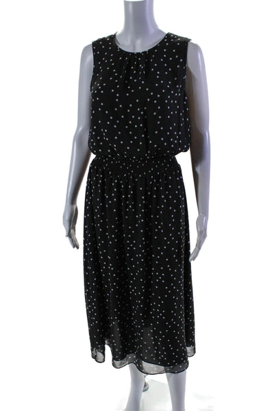 Vince Camuto Womens Black Polka Dot Crew Neck Sleeveless Shift Dress Size S