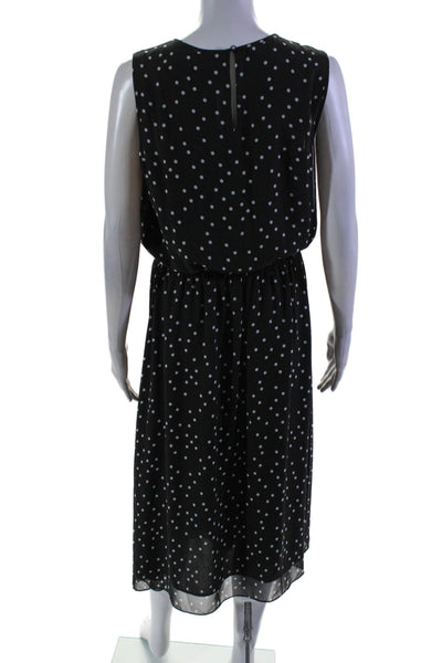 Vince Camuto Womens Black Polka Dot Crew Neck Sleeveless Shift Dress Size S