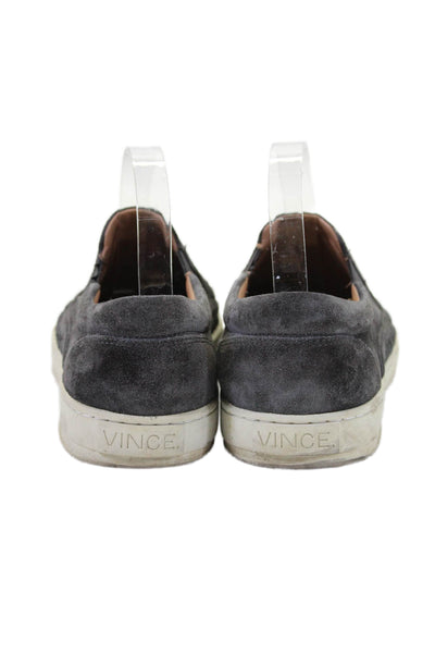 Vince Mens Slip On Woven Suede Low Top Sneakers Gray White Size 9