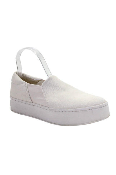 Vince Womens Slip On Round Toe Canvas Platform Sneakers White Size 8M