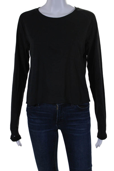 Lululemon Women's Round Neck Long Sleeves Athletic Blouse Black Size 4