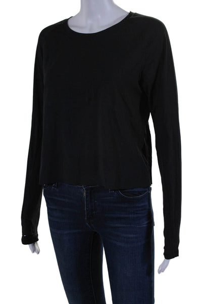 Lululemon Women's Round Neck Long Sleeves Athletic Blouse Black Size 4