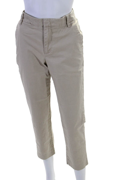 Vince Womens Cotton Five Pocket Mid-Rise Hook Closure Tapered Pants Beige Size 6