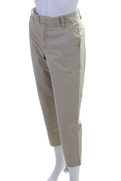 Vince Womens Cotton Five Pocket Mid-Rise Hook Closure Tapered Pants Beige Size 6