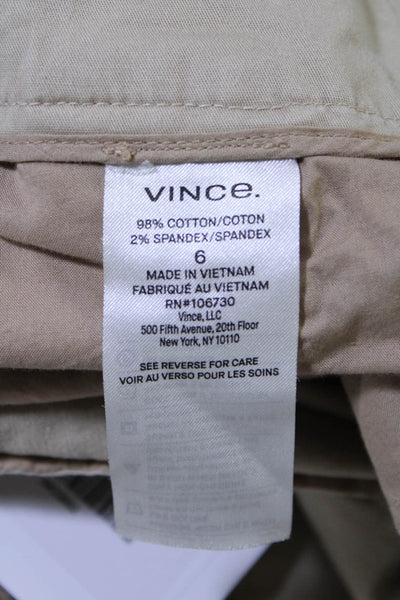 Vince Womens Cotton Five Pocket Mid-Rise Hook Closure Tapered Pants Beige Size 6