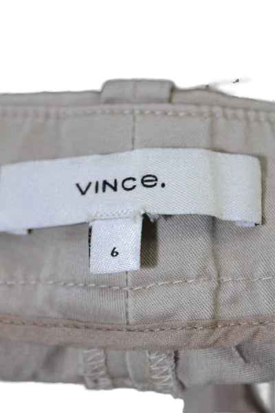 Vince Womens Cotton Five Pocket Mid-Rise Hook Closure Tapered Pants Beige Size 6