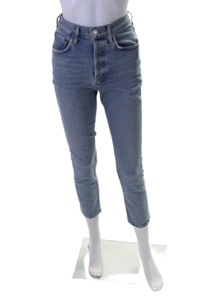 Agolde Womens Button Up Slim Leg Riley Jeans Blue Organic Cotton Size 24