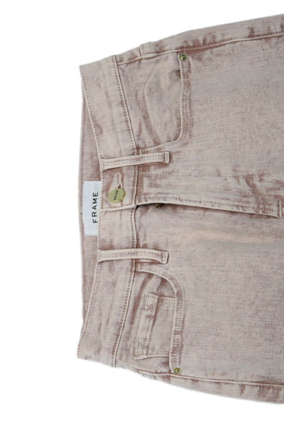 Frame Womens Ali High Rise Cigarette Leg Jeans Blush Pink Cotton Size 25