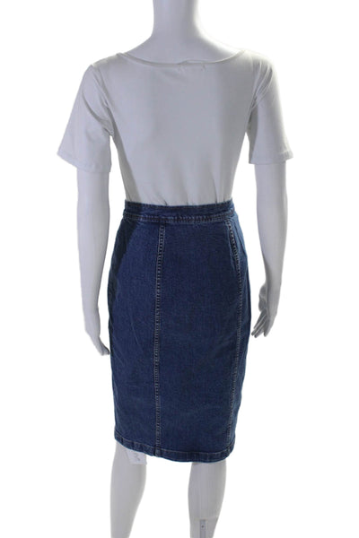 Madewell Womens Denim Button Down Medium Wash Pencil Skirt Blue Cotton Size 24