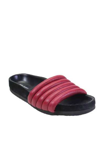 Isabel Marant Womens Leather Slide On Puffy Sandals Lipstick Red Size 36 6