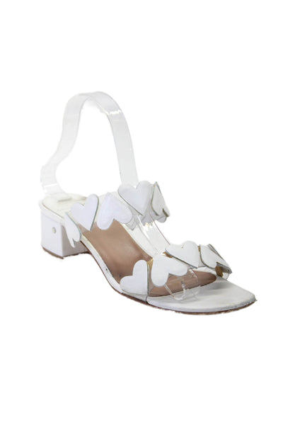 Laurence Dacade Womens Double Heart Strap Sandals White Leather PVC Size 39