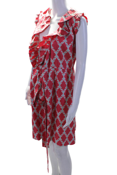 Kate Spade New York Womens Silk Red Printed V-neck Sleeveless Wrap Dress Size 2