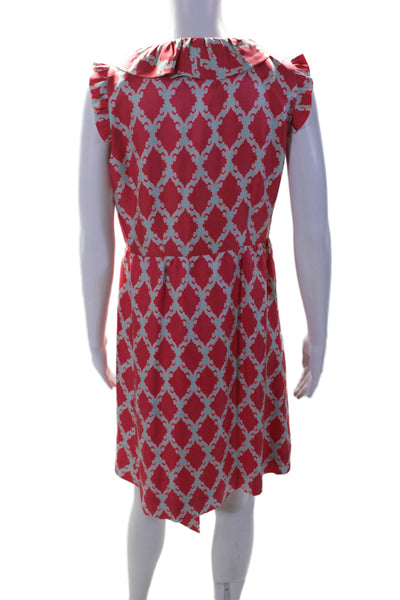 Kate Spade New York Womens Silk Red Printed V-neck Sleeveless Wrap Dress Size 2