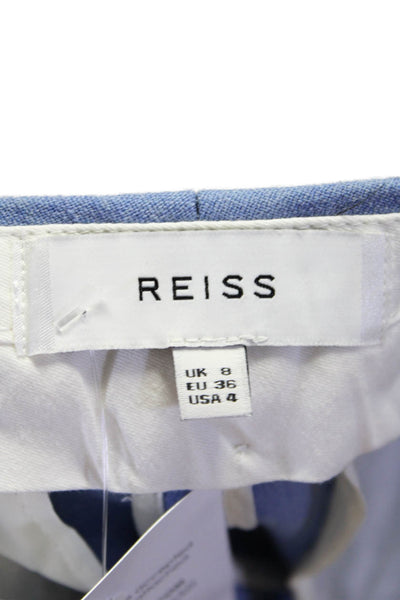 Reiss Womens Wool Blue High Rise Pleated Straight Leg Dress Pants Size 4