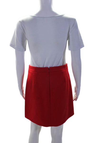 J Crew Womens Wool Bright Red Ruffle Lined Mini A-Line Skirt Size 2