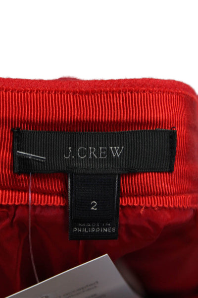 J Crew Womens Wool Bright Red Ruffle Lined Mini A-Line Skirt Size 2