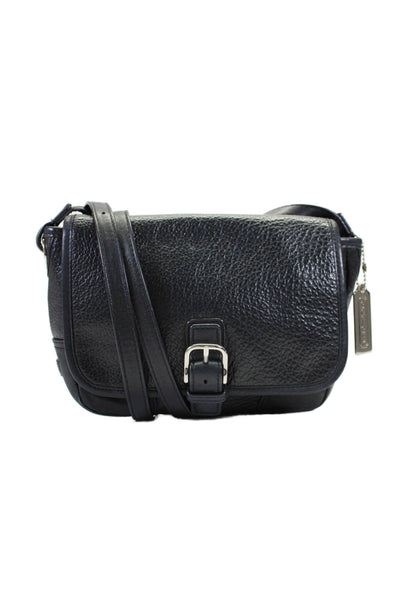 Coach Womens Black Leather Buckle Flap Small Crossbody Bag Handbag