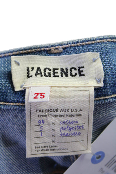 L'Agence Womens Tapered Leg Zip Front Medium Wash Jeans Blue Size 25