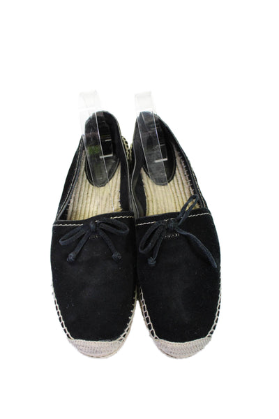 Coach Womens Solid Black Espadrille Platform Heels Loafers Shoes Size 11B