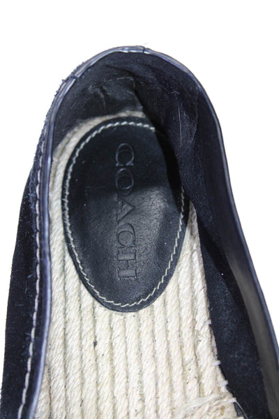 Coach Womens Solid Black Espadrille Platform Heels Loafers Shoes Size 11B