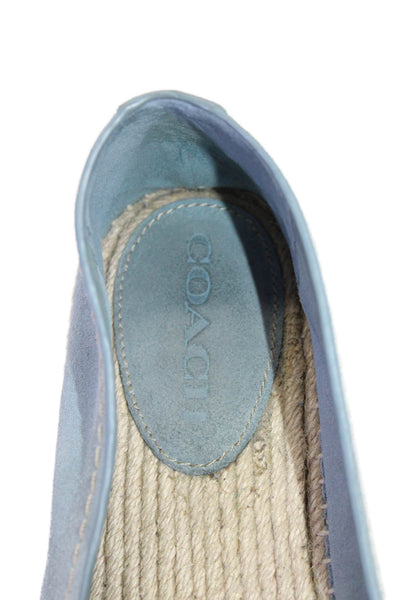 Coach Womens Light Blue Suede Espadrille Platform Loafers Shoes Size 11B