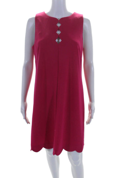 Vince Camuto Womens Fuschia Scalloped Edge Sleeveless Shift Dress Size 10