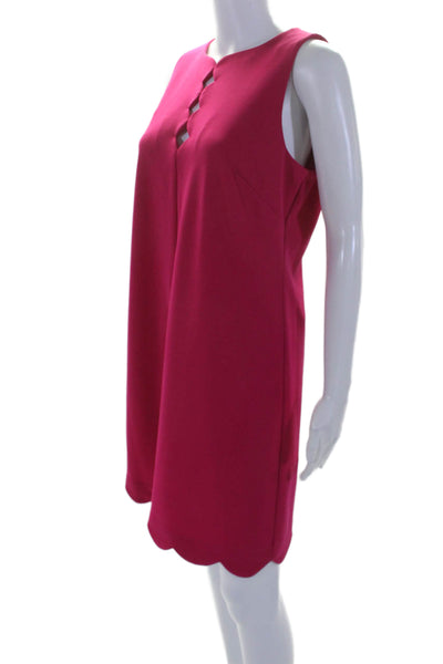 Vince Camuto Womens Fuschia Scalloped Edge Sleeveless Shift Dress Size 10