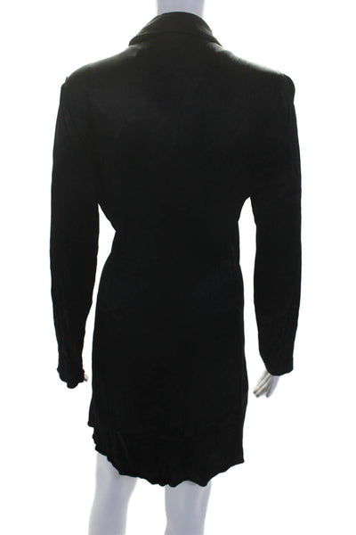 Chelsea 28 Womens Solid Black V-neck Long Sleeve Wrap Dress Size M