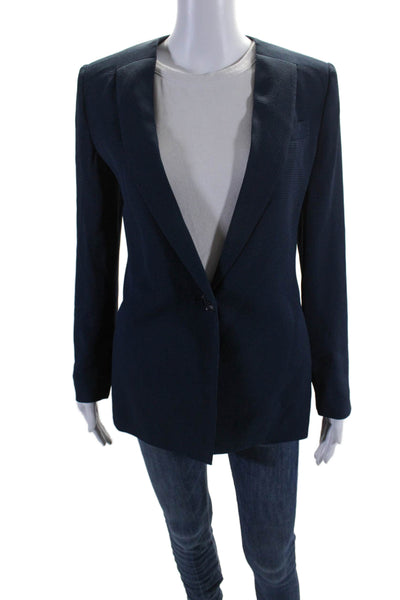 Armani Collezioni Womens Silk Blend Single button Blazer Navy Blue Size 2