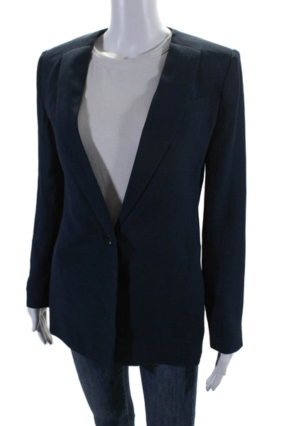 Armani Collezioni Womens Silk Blend Single button Blazer Navy Blue Size 2