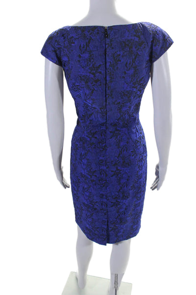 Adrianna Papell Womens Back Zip Sleeveless Embellished Trim Dress Blue Size 8