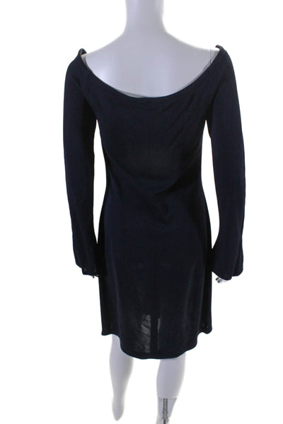 Ralph Lauren Black Label Womens Long Sleeve Scoop Neck Sheath Dress Navy Size 10