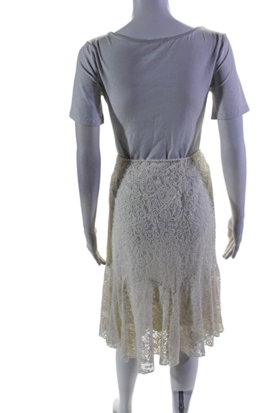 Lauren Ralph Lauren Womens White Lace Lined Knee Length A-Line Skirt Size S