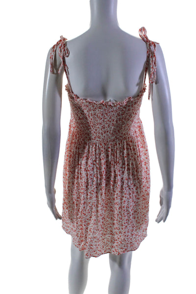 Skylar + Madison Womens Floral Spaghetti Strap Buttoned Mini Dress Red Size L