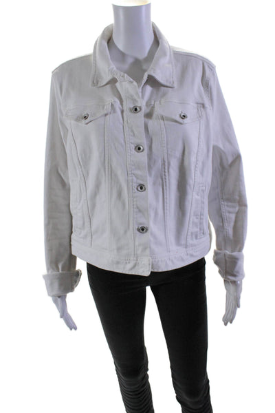 Vineyard Vines Womens Cotton Long Sleeve Button Down Denim Jacket White Size XL