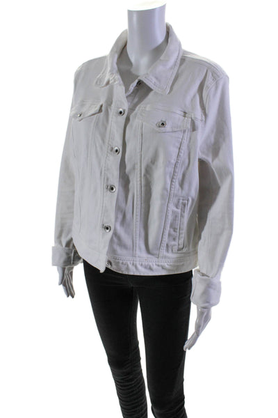 Vineyard Vines Womens Cotton Long Sleeve Button Down Denim Jacket White Size XL