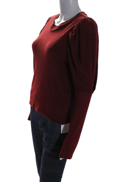 Goldie Womens Puffy Long Sleeves Sweatshirt Red Cotton Size Extra Small